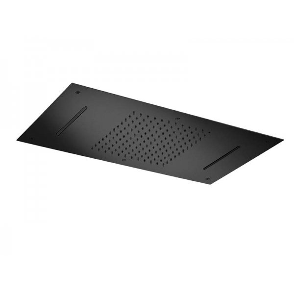 Zápustná sprcha BLACK 70x38 cm s chromoterapií, 2x vodopád