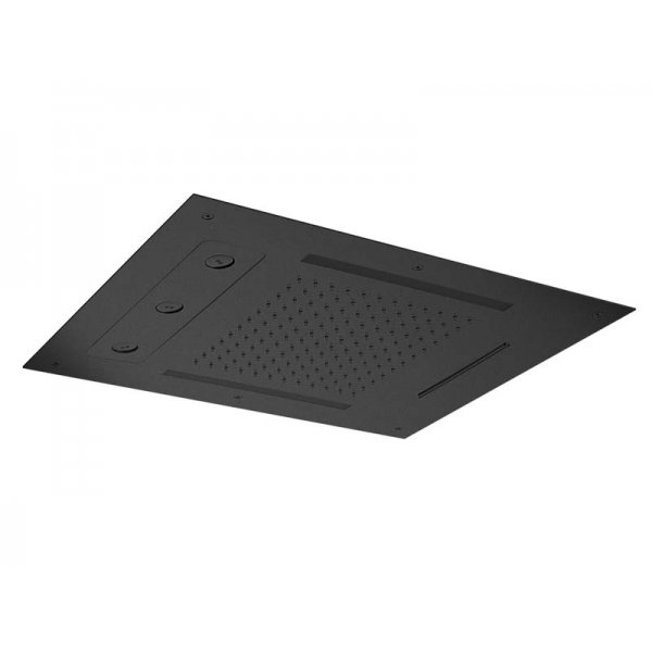 Zápustná sprcha BLACK 63x48 cm s vodopádem, rotačními tryskami a chromoterapií