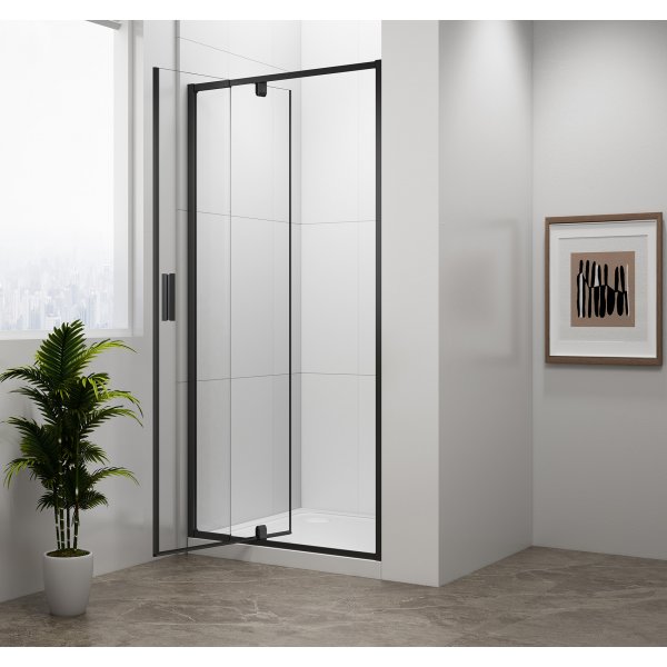 EASY BLACK sprchové dveře otočné 760-900mm, čiré sklo