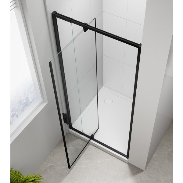 EASY BLACK sprchové dveře otočné 880-1020mm, čiré sklo