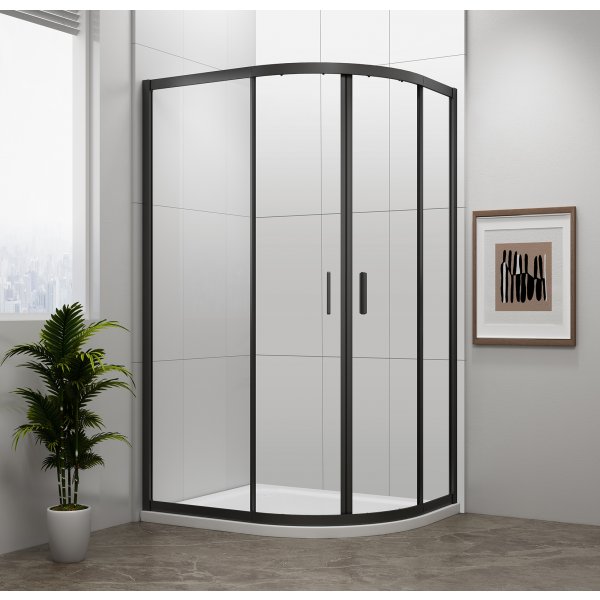 EASY BLACK čtvrtkruhová sprchová zástěna 1000x800mm, L/R, čiré sklo
