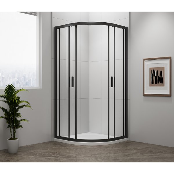 EASY BLACK čtvrtkruhová sprchová zástěna 800x800mm, L/R, čiré sklo