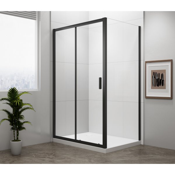 EASY BLACK boční stěna 800mm, čiré sklo