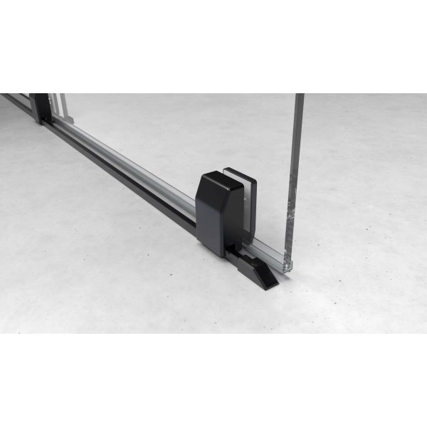 ROLLS BLACK sprchové dveře do prostoru 1600 mm, výška 2000 mm, čiré sklo