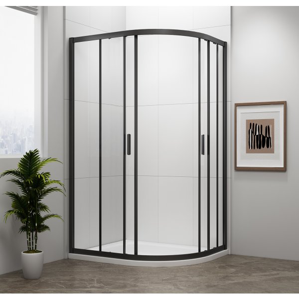 EASY BLACK čtvrtkruhová sprchová zástěna 1000x800mm, L/R, čiré sklo