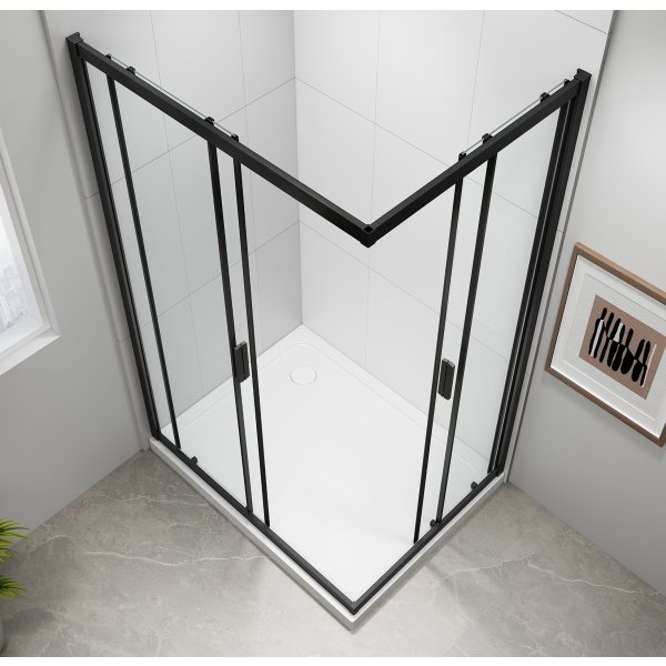 EASY BLACK obdélníková sprchová zástěna 900x800mm, čiré sklo