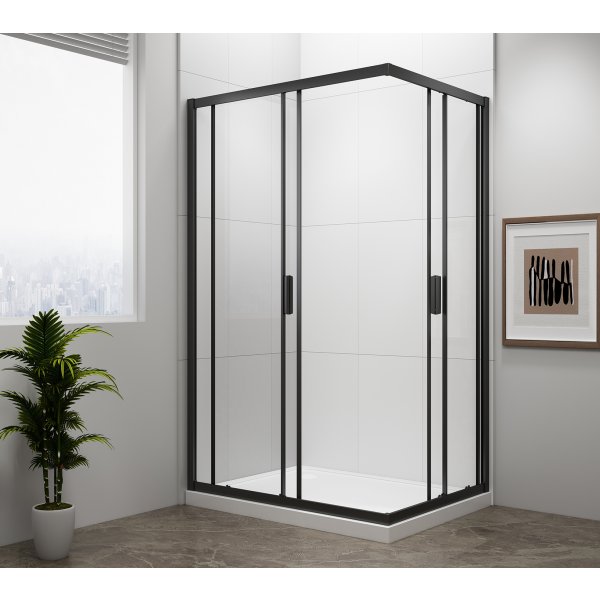 EASY BLACK obdélníková sprchová zástěna 900x800mm, čiré sklo