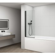 ROTA BLACK vanová zástěna otočná 750mm, čiré sklo