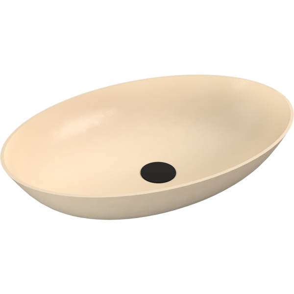 BANERA OVAL umyvadlo na desku, litý mramor, 60x40cm, béžová mat