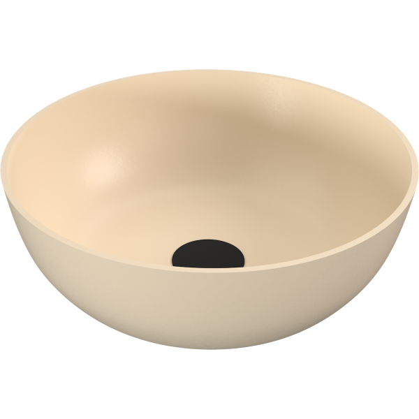 BANERA ROUND umyvadlo na desku, litý mramor, průměr 39cm, béžová mat