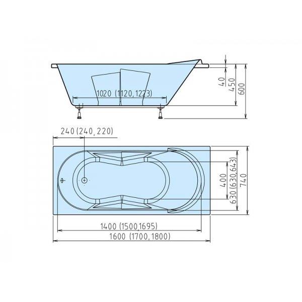 ADRIANA obdélníková vana 170x74x45 cm