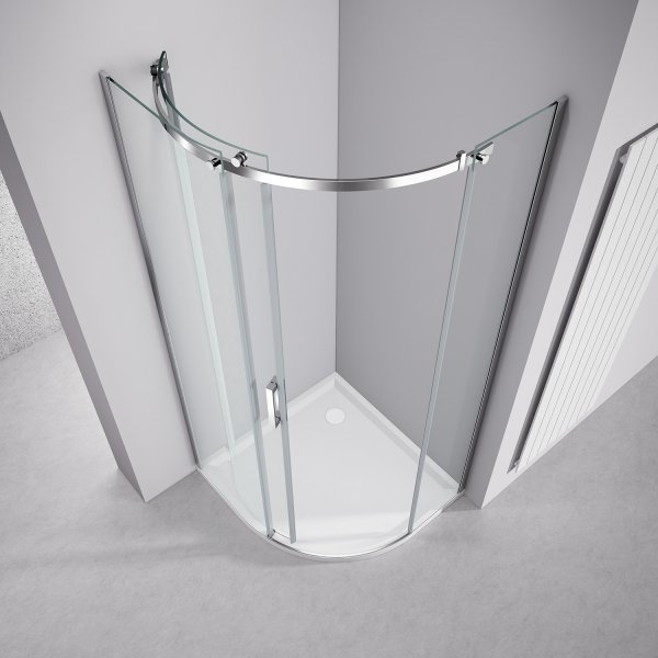 THRON ROUND čtvrtkruhová sprchová zástěna 900x900mm, čiré sklo, levá