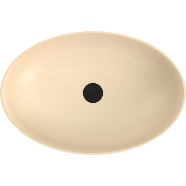 BANERA OVAL umyvadlo na desku, litý mramor, 60x40cm, béžová mat