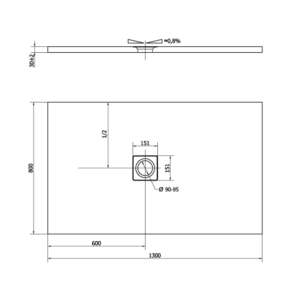 FLEXIA vanička z litého mramoru s možností úpravy rozměru, 130x80cm, antracit mat