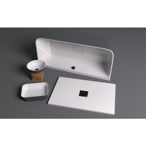 BANERA SQUARE umyvadlo na desku, litý mramor, 50x36cm, bílá/antracit mat