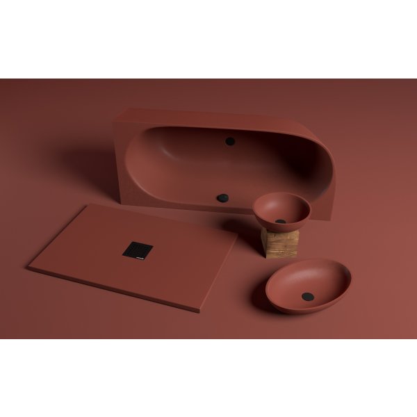 BANERA ROUND umyvadlo na desku, litý mramor, průměr 39cm, hnědá mat