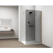ESCA GOLD MATT jednodílná sprchová zástěna k instalaci ke stěně, kouřové sklo, 1500 mm