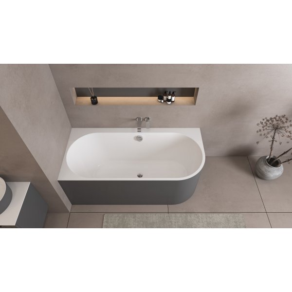 ASTRA L MONOLITH asymetrická vana 160x75x60cm, bílá/carina