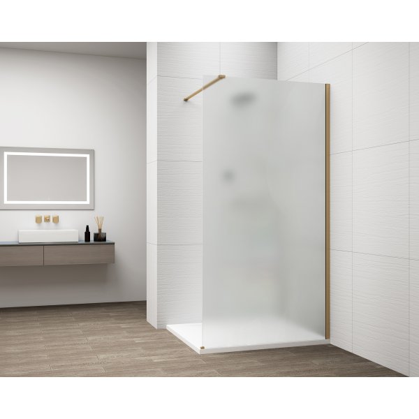 ESCA GOLD MATT jednodílná sprchová zástěna k instalaci ke stěně, matné sklo, 700 mm