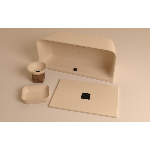 FLEXIA vanička z litého mramoru s možností úpravy rozměru, 100x100cm, béžová mat