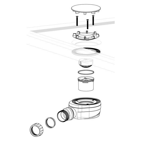 Vaničkový sifon, průměr 90mm, DN40, nízký, krytka černá mat