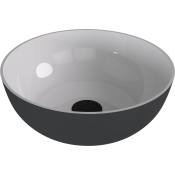 BANERA ROUND umyvadlo na desku, litý mramor, průměr 39cm, bílá/antracit mat