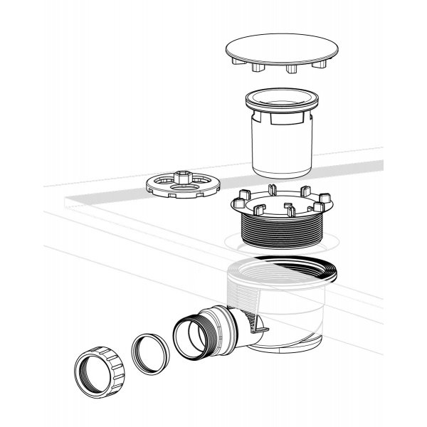 Vaničkový sifon, průměr 90mm, DN40, krytka bílá