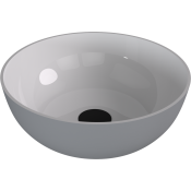 BANERA ROUND umyvadlo na desku, litý mramor, průměr 39cm, bílá/šedá mat