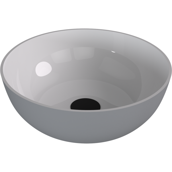 BANERA ROUND umyvadlo na desku, litý mramor, průměr 39cm, bílá/šedá mat