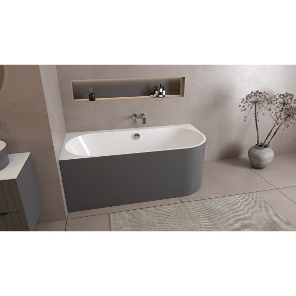 ASTRA L MONOLITH asymetrická vana 160x75x60cm, bílá/carina