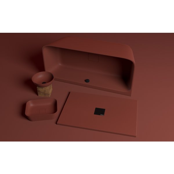 FLEXIA vanička z litého mramoru s možností úpravy rozměru, 130x80cm, hnědá mat