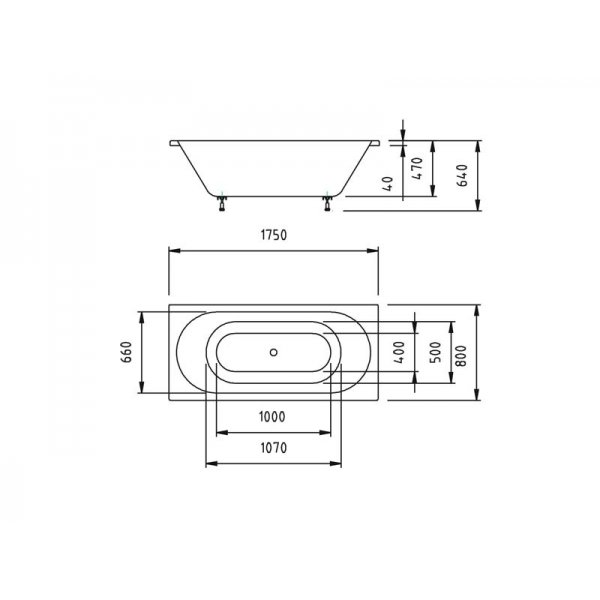 VIVA B obdélníková vana 175x80x47cm, bílá