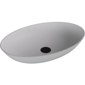 BANERA OVAL umyvadlo na desku, litý mramor, 60x40cm, bílá mat