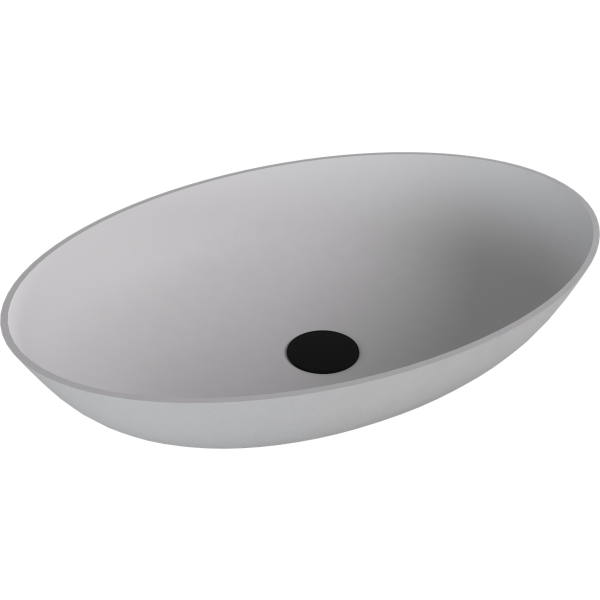BANERA OVAL umyvadlo na desku, litý mramor, 60x40cm, bílá mat