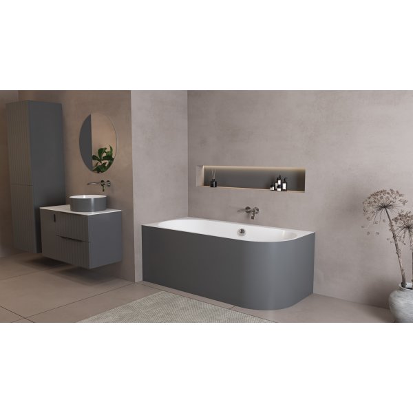 ASTRA L MONOLITH asymetrická vana 160x75x60cm, bílá/carina