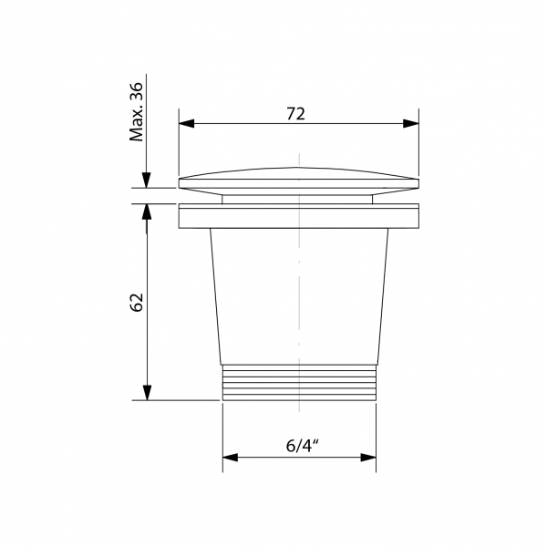 Vanová výpust 6/4", click-clack, zlato mat