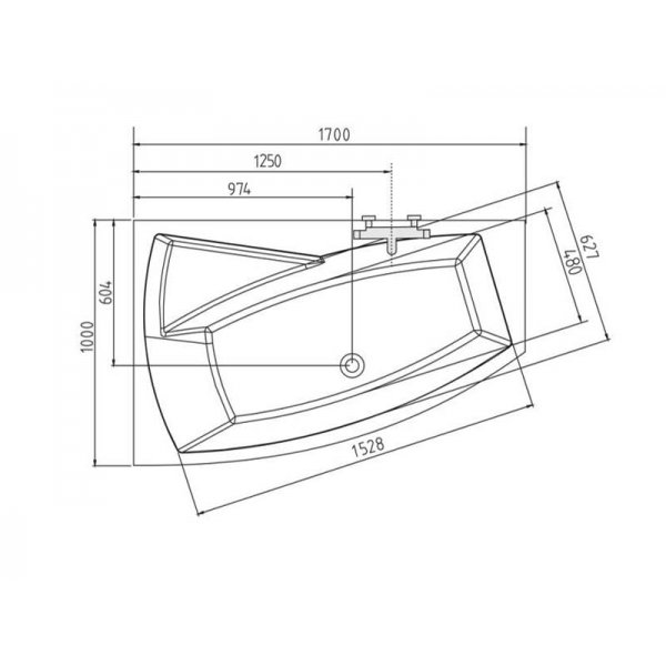EVIA L asymetrická vana 170x100x47cm, bílá