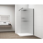 ESCA BLACK MATT jednodílná sprchová zástěna k instalaci ke stěně, sklo Flute, 1200 mm