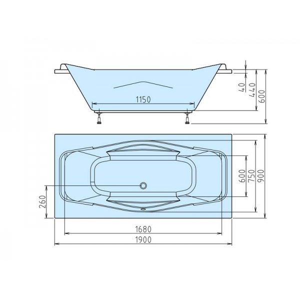 GARDA obdélníková vana 190x90x44cm, bílá
