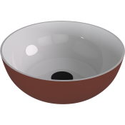 BANERA ROUND umyvadlo na desku, litý mramor, průměr 39cm, bílá/hnědá mat