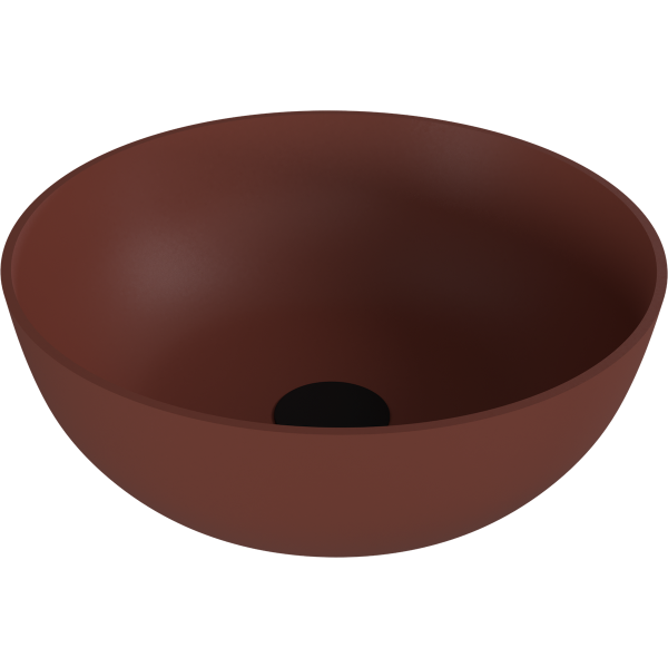 BANERA ROUND umyvadlo na desku, litý mramor, průměr 39cm, hnědá mat