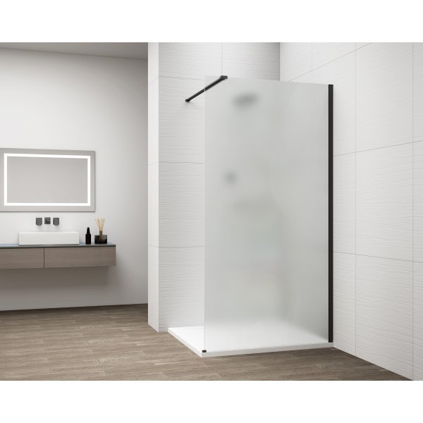 ESCA BLACK MATT jednodílná sprchová zástěna k instalaci ke stěně, matné sklo, 1500 mm