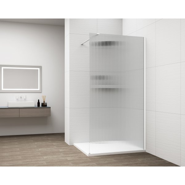 ESCA WHITE MATT jednodílná sprchová zástěna k instalaci ke stěně, sklo Flute, 700 mm