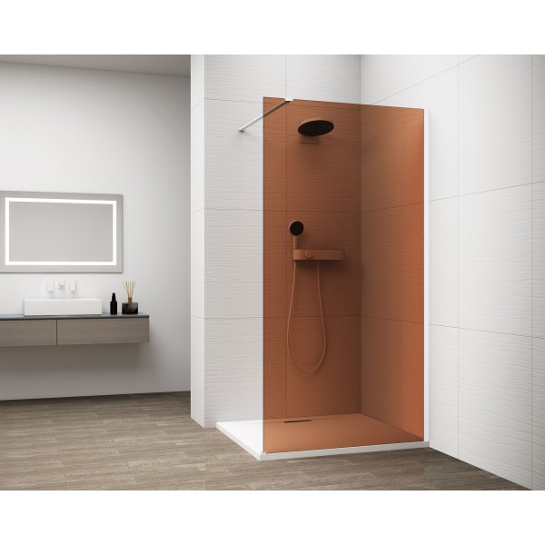 ESCA WHITE MATT jednodílná sprchová zástěna k instalaci ke stěně, sklo Marron, 1500 mm