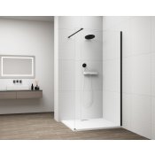 ESCA BLACK MATT jednodílná sprchová zástěna k instalaci ke stěně, sklo čiré, 700 mm