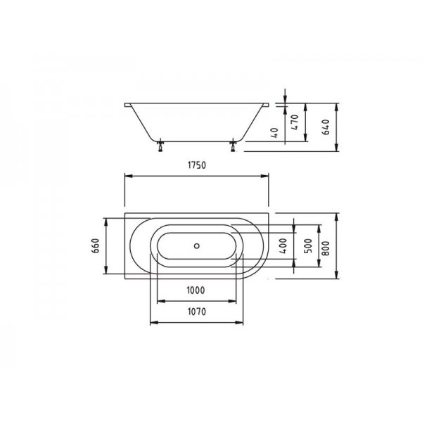 VIVA L asymetrická vana 175x80x47cm, bílá