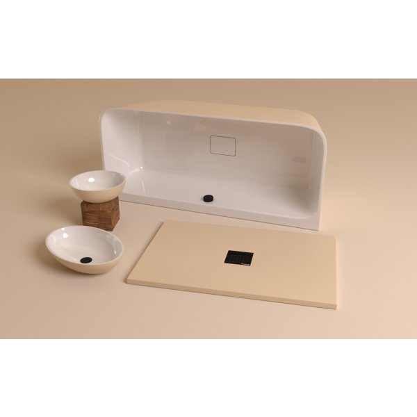 FLEXIA vanička z litého mramoru s možností úpravy rozměru, 130x90cm, béžová mat