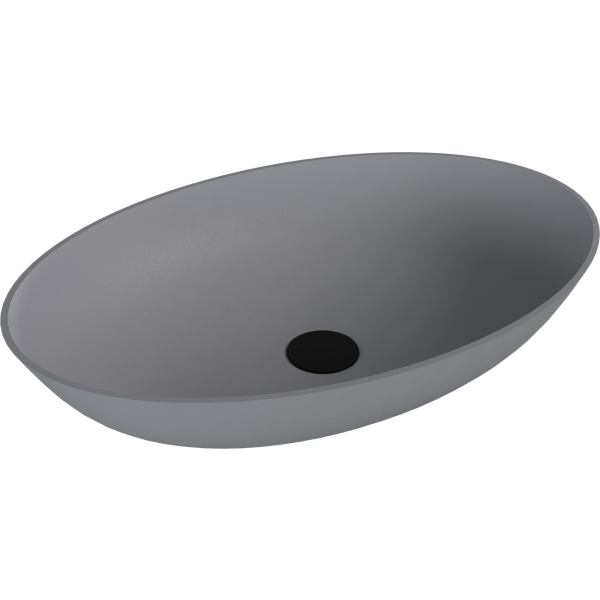 BANERA OVAL umyvadlo na desku, litý mramor, 60x40cm, šedá mat