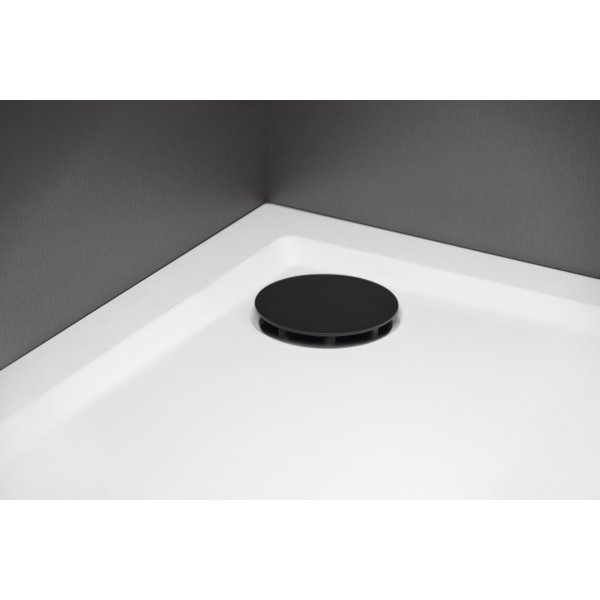 Vaničkový sifon, průměr 90mm, DN40, nízký, krytka černá mat