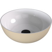 BANERA ROUND umyvadlo na desku, litý mramor, průměr 39cm, bílá/béžová mat